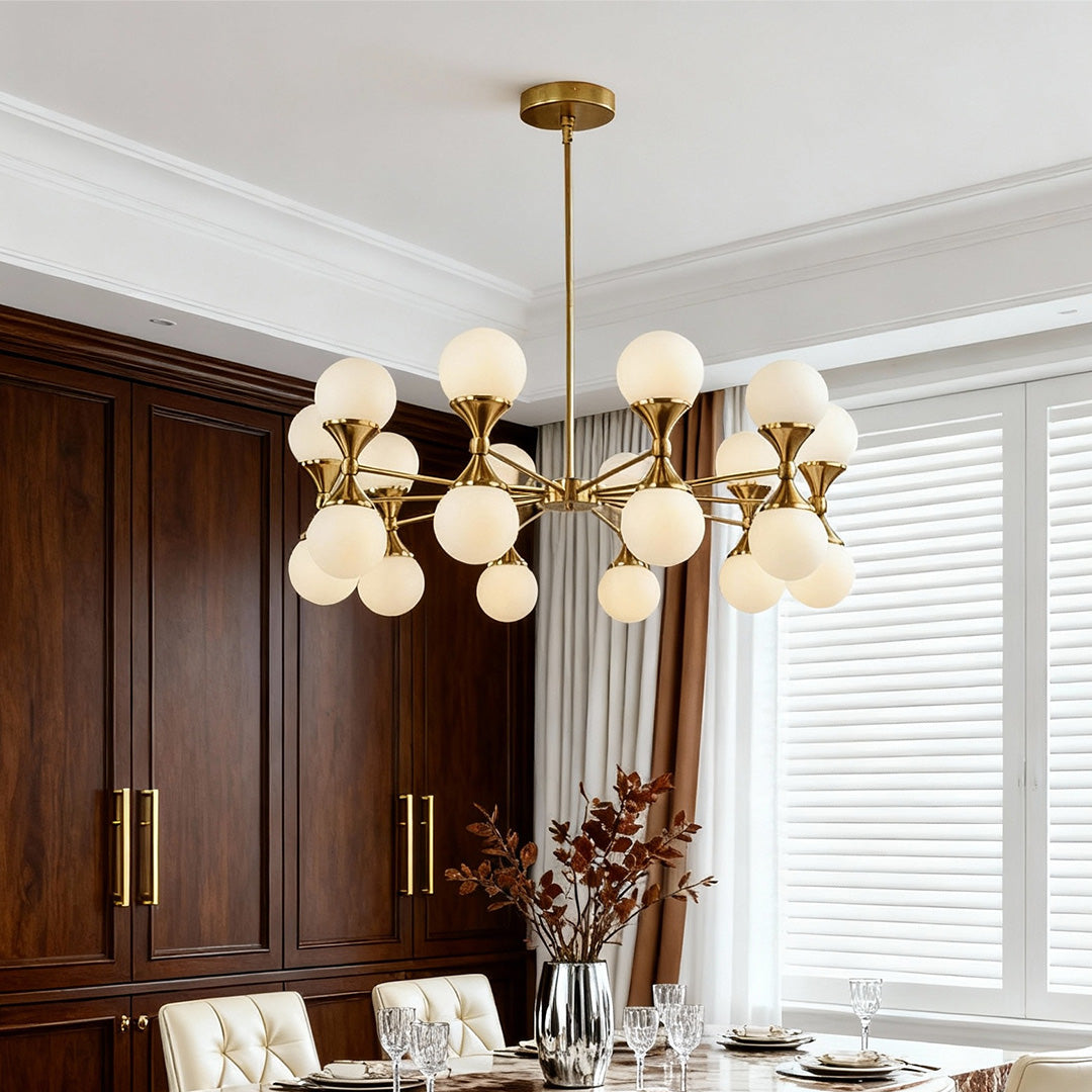 Bubble Glass Chandeliers Stylish Full Copper Nordic Ceiling Light