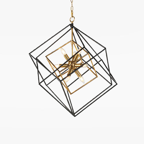 Industrial Dual-Color Iron Square Pendant
