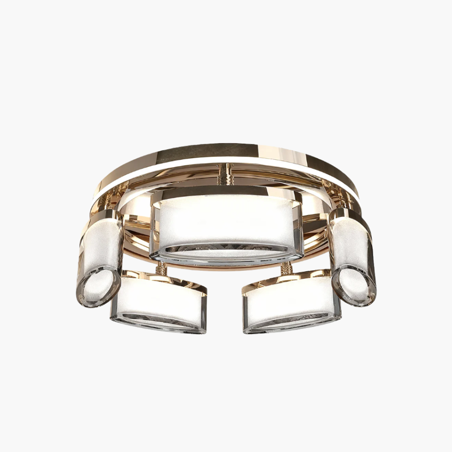 Modern Full Copper Crystal Flush Mount