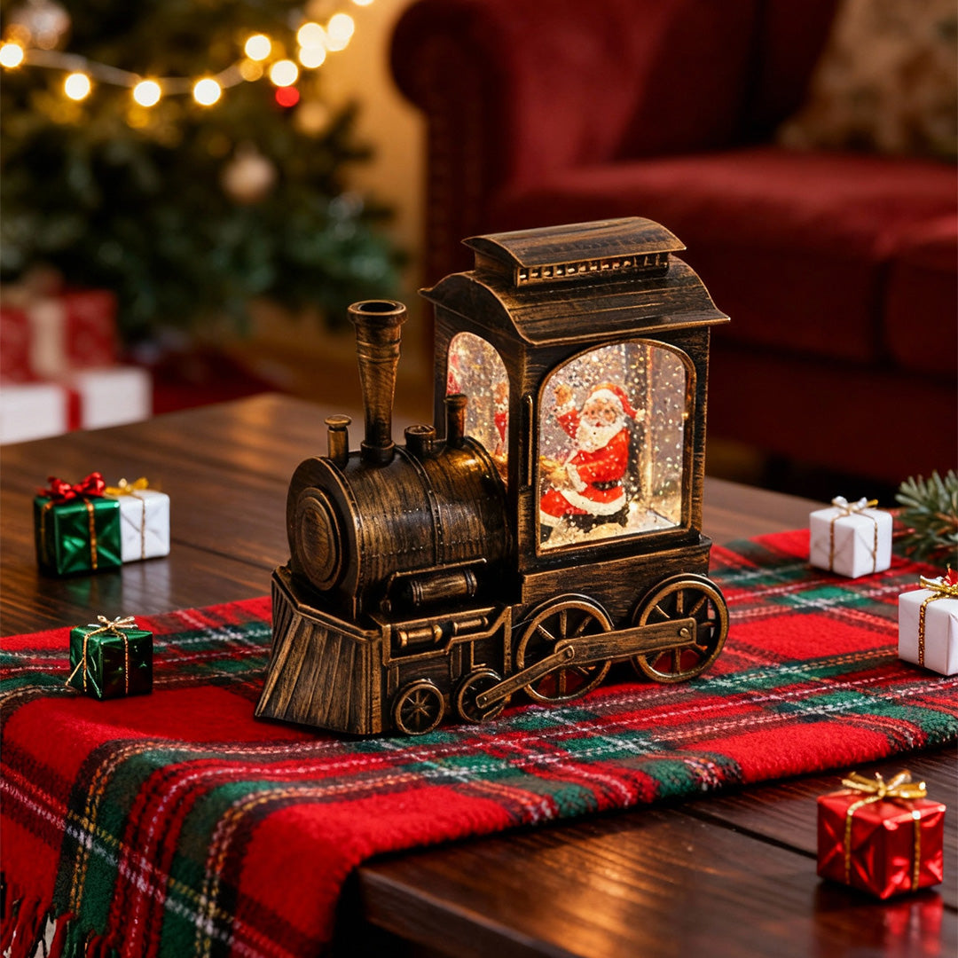 Train Christmas Lights Santa Claus Snowfall Ornament Lamp