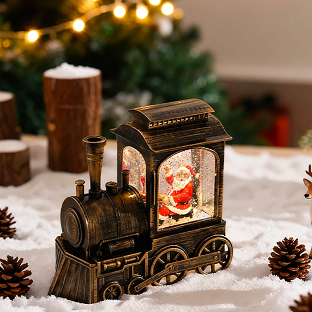 Train Christmas Lights Santa Claus Snowfall Ornament Lamp