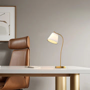 Metal Gooseneck Desk Lamp with Cone Fabric Shade for Home Office
