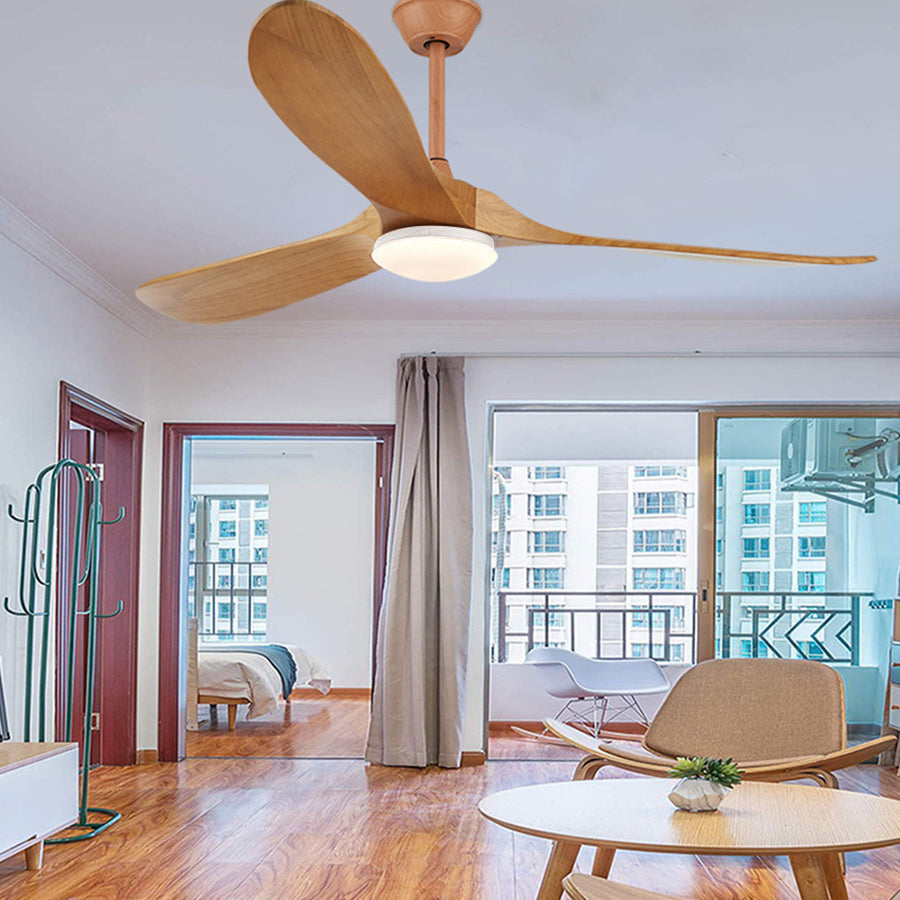 Retro Solid Wood Frequency Conversion Silent Dimming Ceiling Fan with Lights
