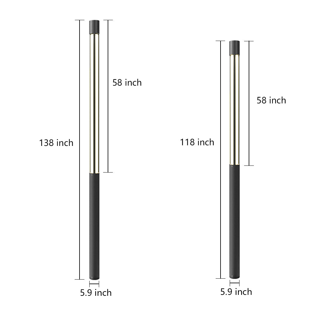 Cylinder Shaped LED Black Modern Outdoor Landscape Bollard Lights