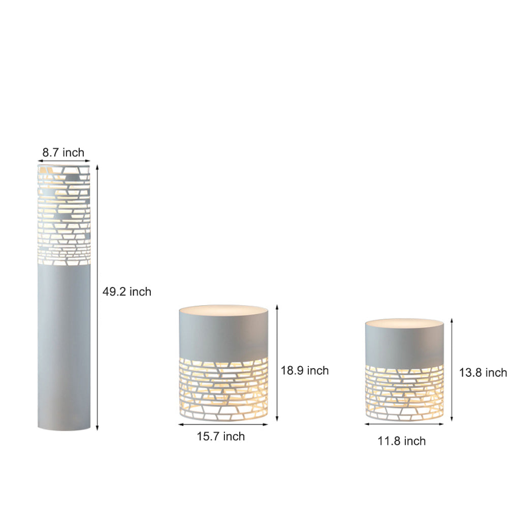 Stylish Hollow Mesh LED Cylinder Light Freestanding Outdoor Garden Lighting