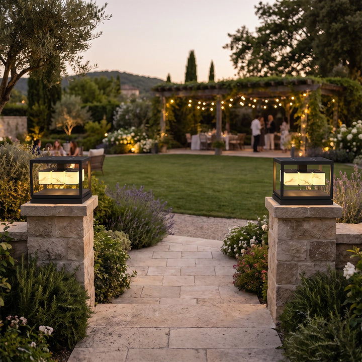 Brick Pillar Solar Lights Square Waterproof Metal Light