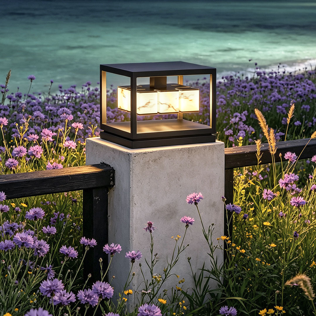 Brick Pillar Solar Lights Square Waterproof Metal Light