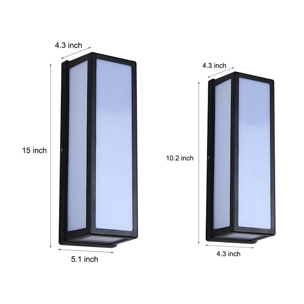 Rectangle LED Waterproof Motion Sensor Black Modern Wall Sconce ...