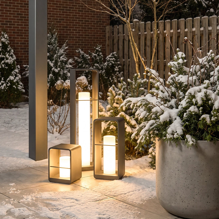 Black Lantern Outdoor Light Rectangular Frame Waterproof Lamp