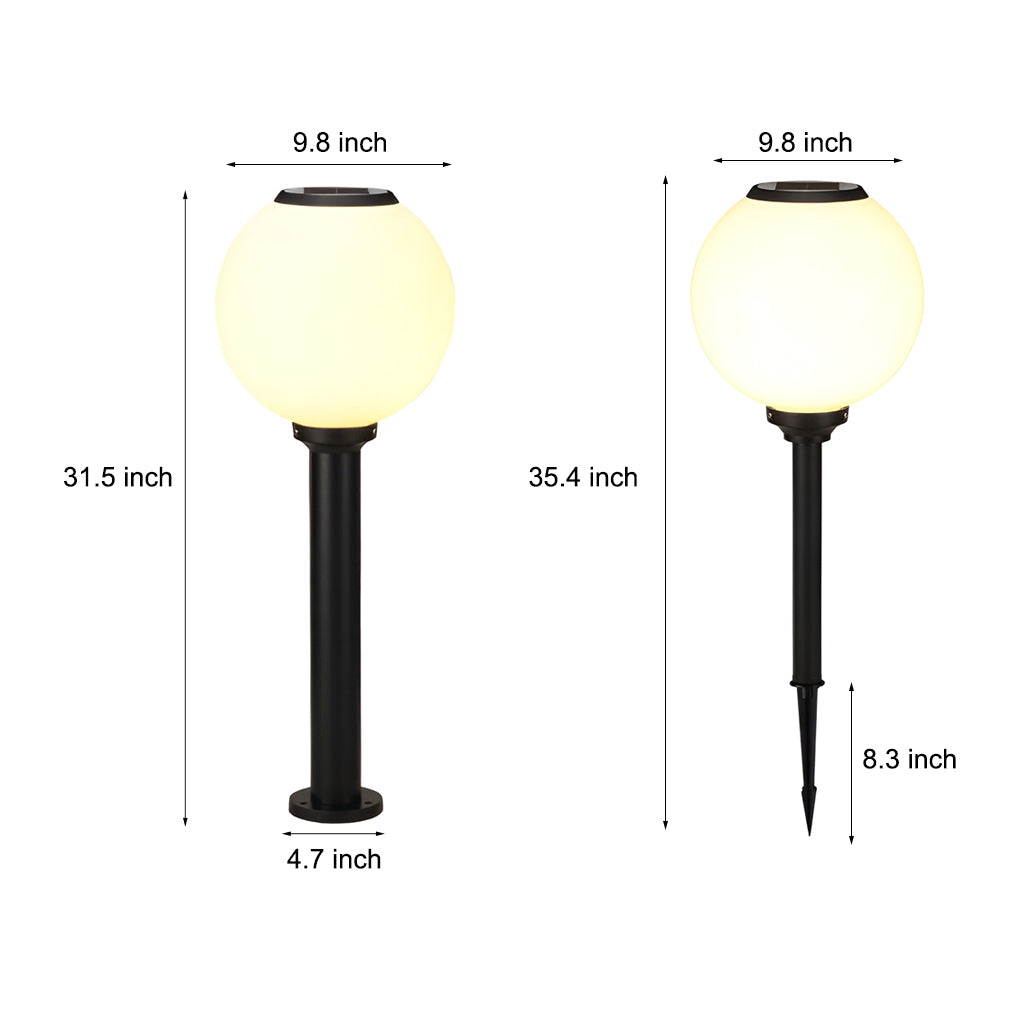 Adjustable Brightness LED Solar Pathway Lights Round Ball Design