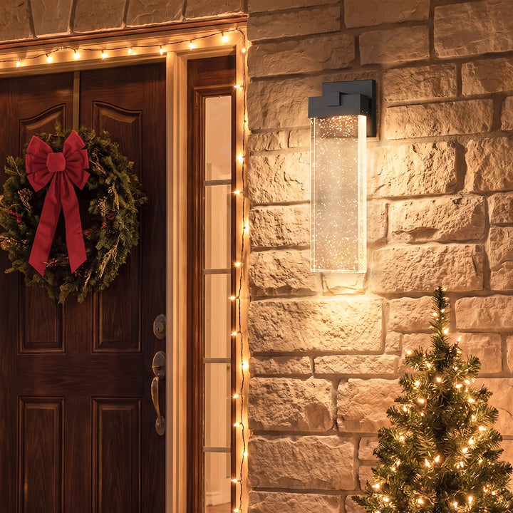 Seeded Crystal Outdoor Wall Lighting Rectangular LED Light