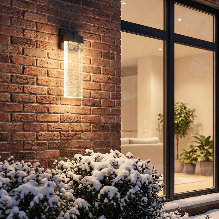 Seeded Crystal Outdoor Wall Lighting Rectangular LED Light