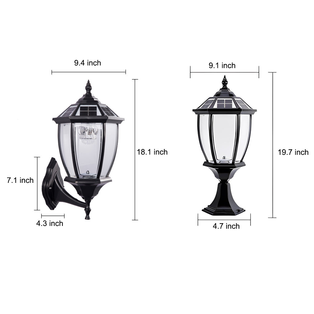 [Open-Box] Led Waterproof Black Vintage Outdoor Solar Fence Post Lights with Remote