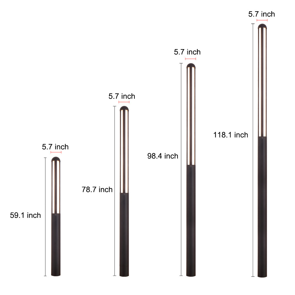 Minimalist Waterproof LED Black Modern Residential Outdoor Bollard Lights Yard Lighting