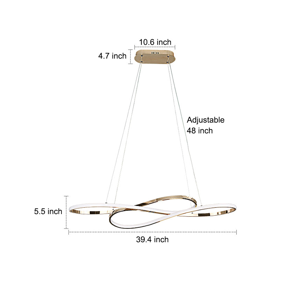 [Open-Box] Wavy Double 8-shaped LED Stepless Dimming Nordic Chandelier Hanging Lamp