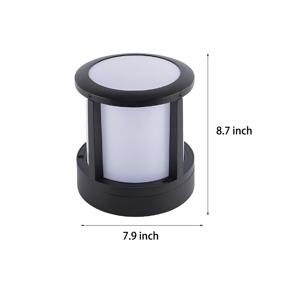 Cylindrical Aluminum LED Waterproof Black Outdoor Fence Post Lights