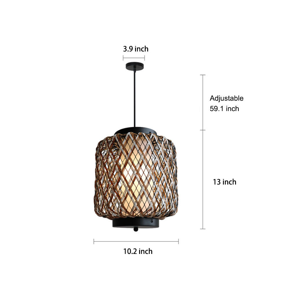 Lantern Shape Rattan Iron Waterproof Modern Outdoor Chandelier Pendant Lights