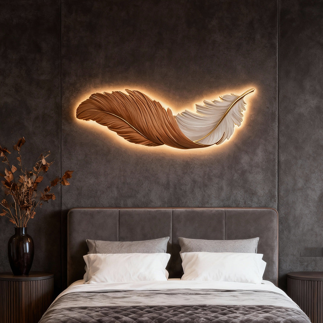 Luxury Creative Feathers USB DC5V Remote Control LED Modern Wall Lights
