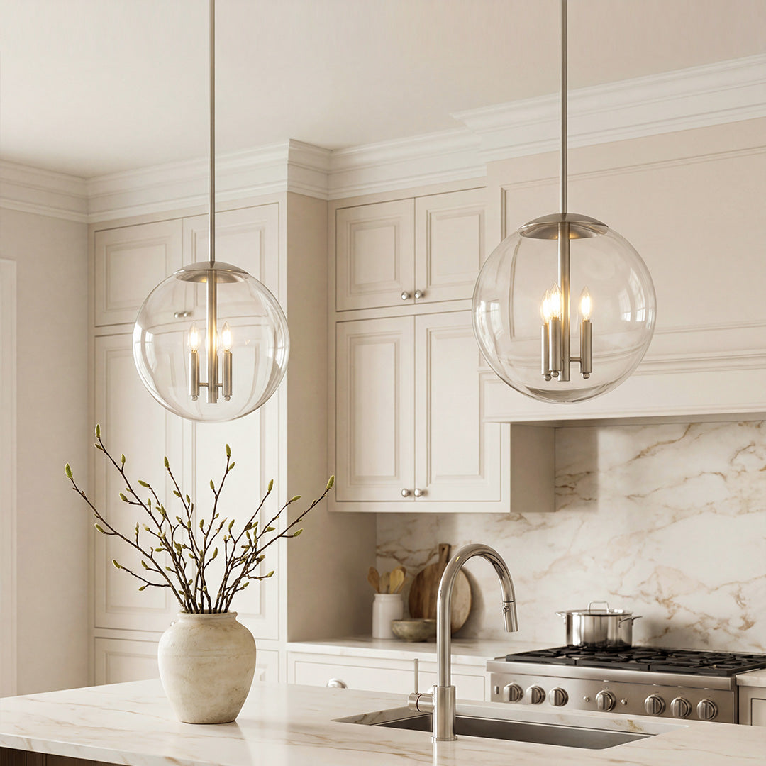 Glass Orb Pendant Light Contemporary Chic Silver Glass Ceiling Light