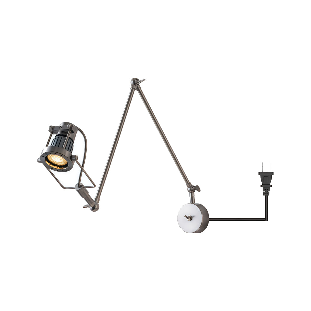 Nickel Swing Arm Sconce Industrial Adjustable LED Light