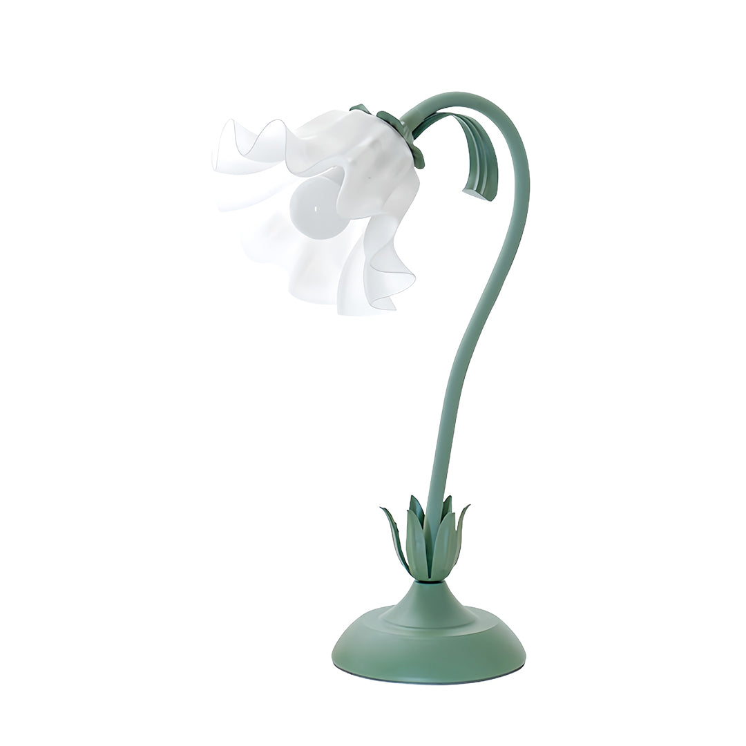 Floral Table Lamps French Vintage Green DIY Twistable White Glass Lamp