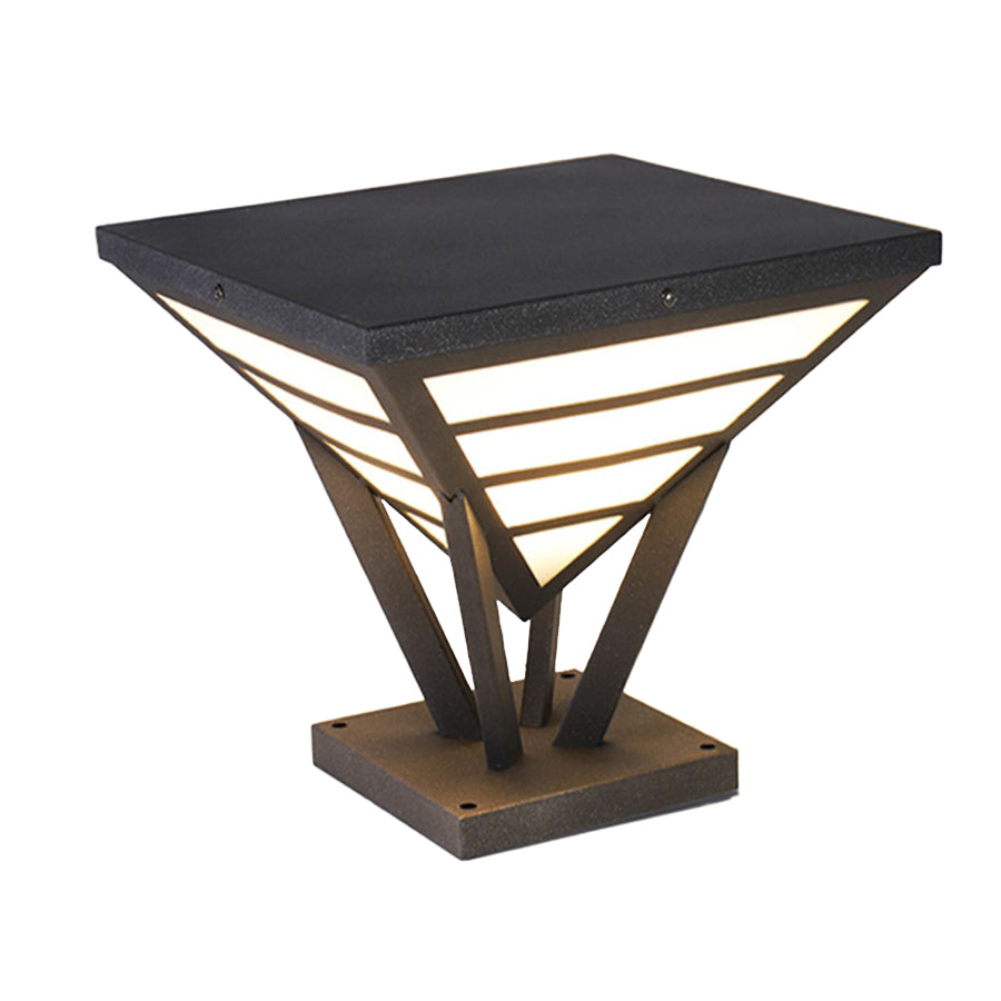 Geometric Aluminum Waterproof LED Black Modern Outdoor Light Pillar Lamp - Dazuma