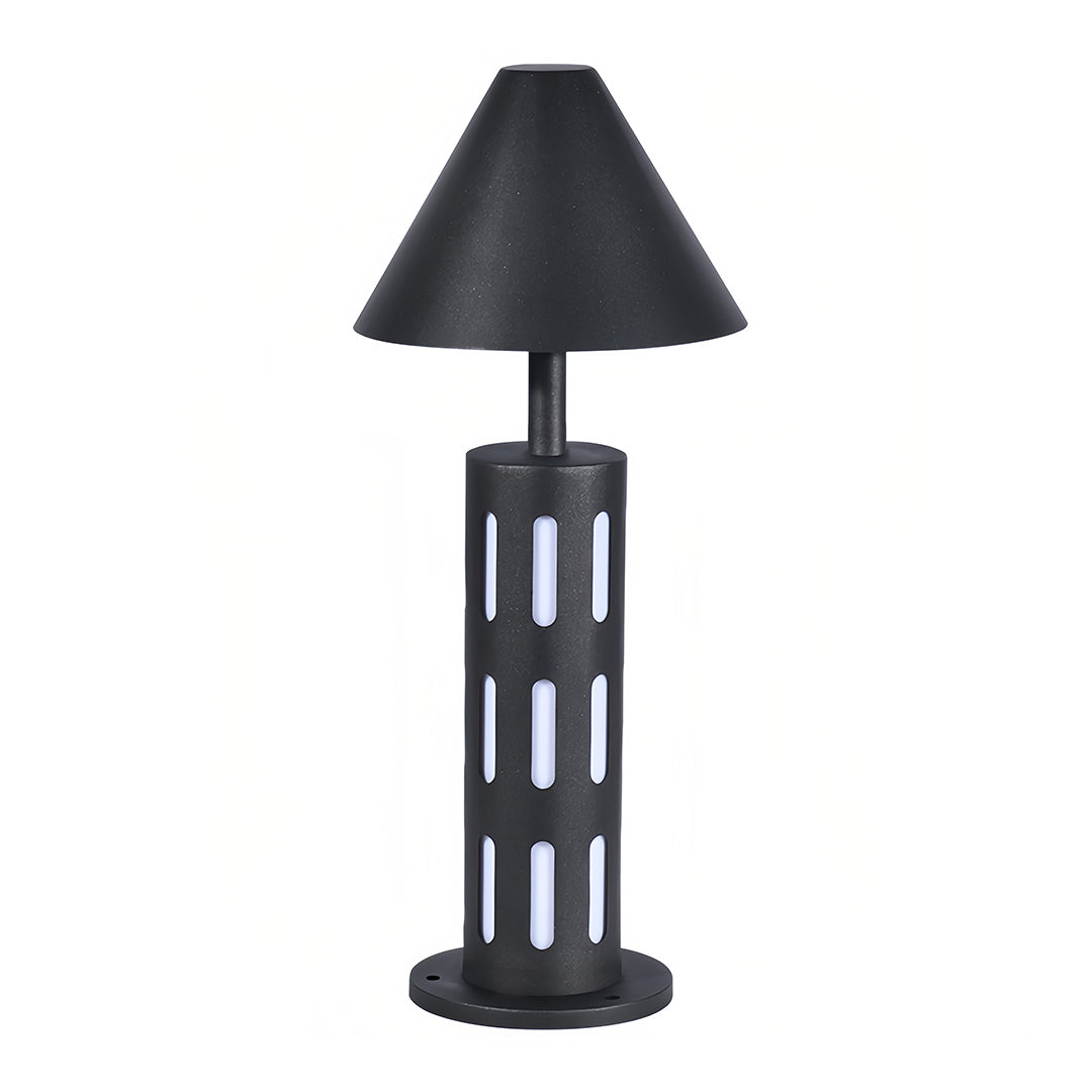 Black Path Lights Industrial Perforated Cylindrical Garden Light