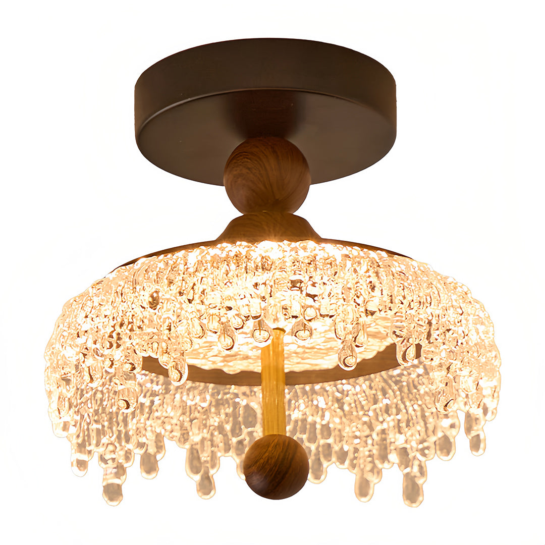 Unique Semi Flush Ceiling Light Vintage Water Drop Walnut Colored Lamp