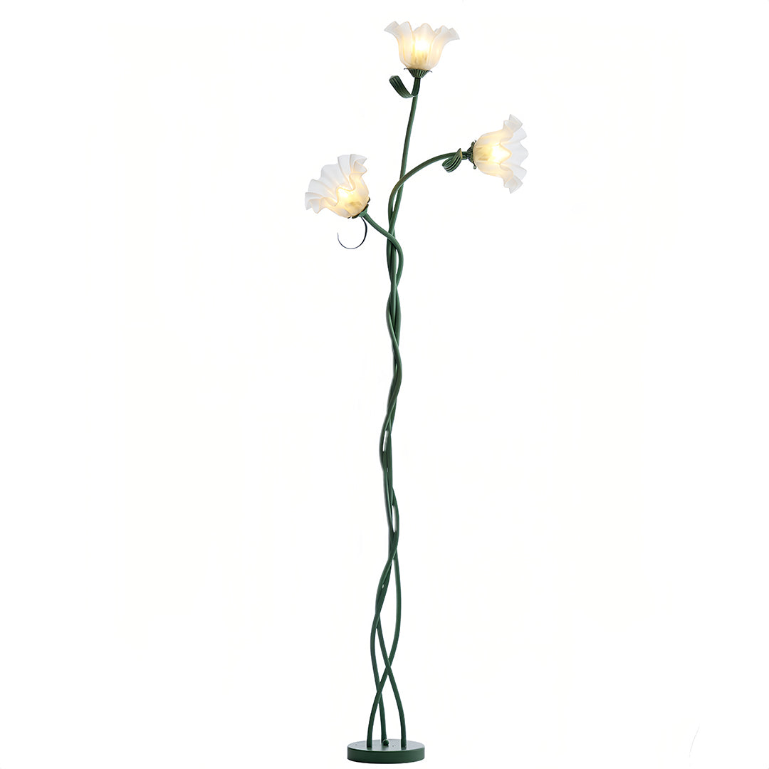 Flower Floor Lamps French Country Style Green Artistic Iron Lamp