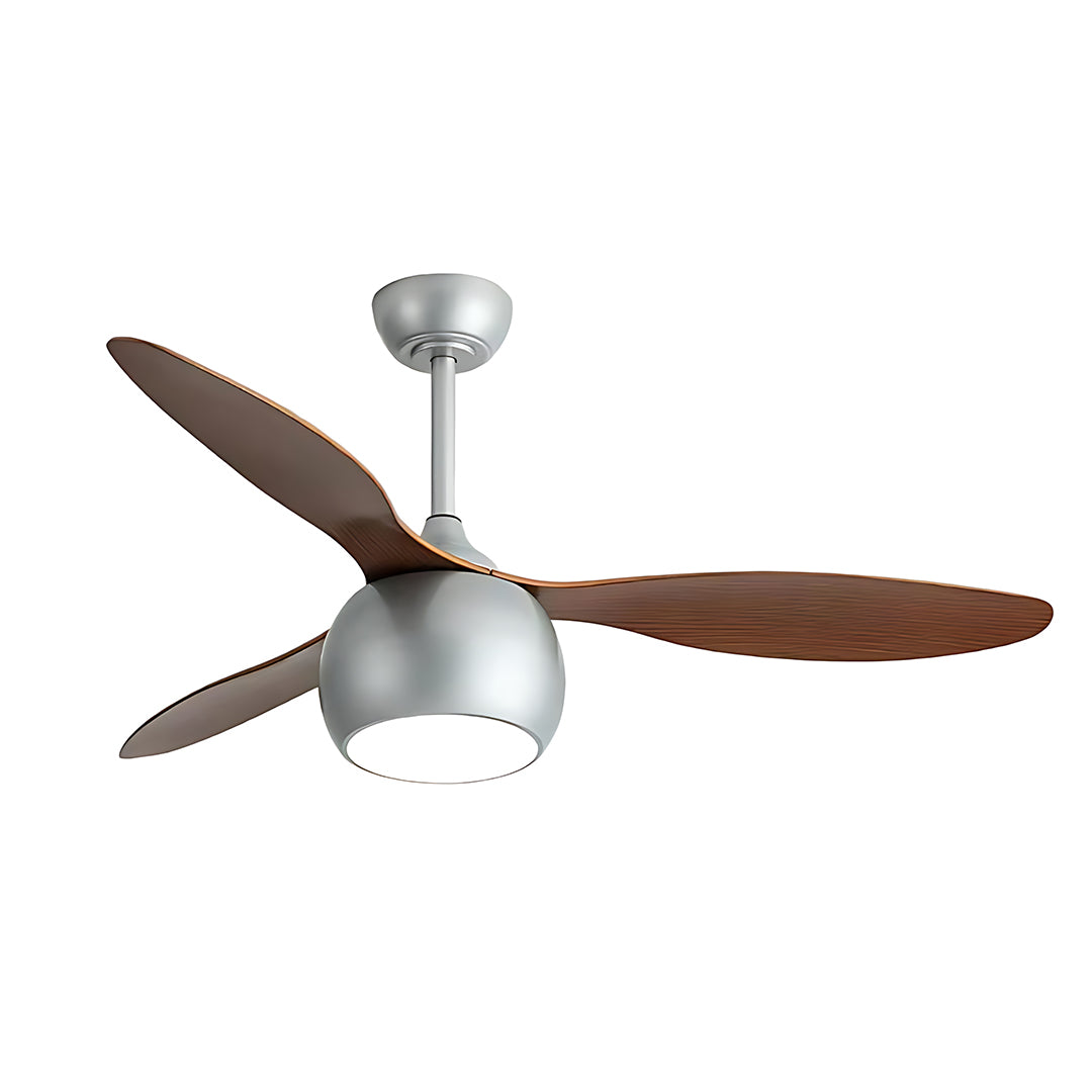 Silver Ceiling Fan with Light Wood Grain LED Fan Light