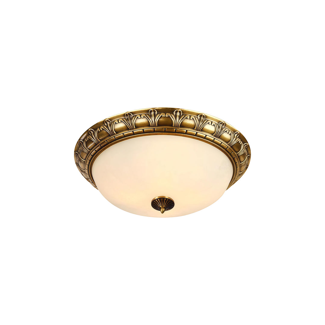 Antique Flush Mount Ceiling Light Vintage Bronze & Frosted Glass Light Fixture
