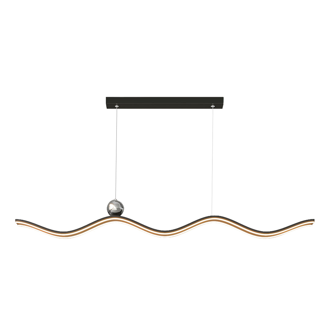 Linear LED Pendant Light Contemporary Wave Shaped Ceiling Light