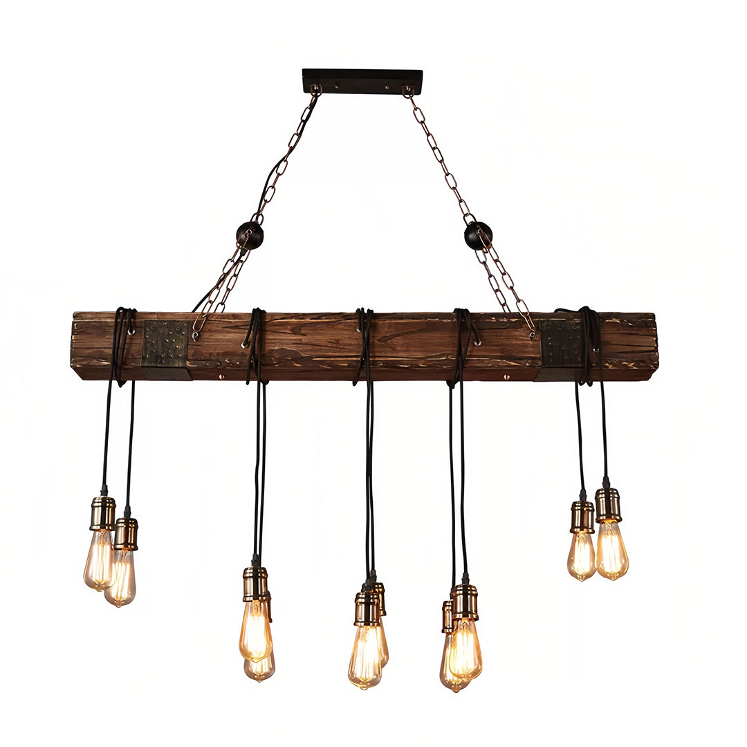 Black and Wood Pendant Light American Vintage Style Iron Ceiling Light