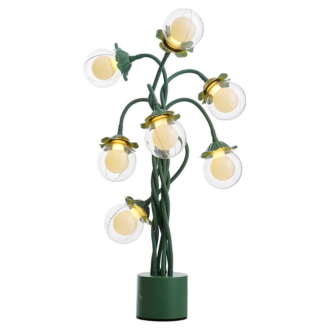 Retro Green Table Lamp French Floral  Artistic Globe Decorative Light