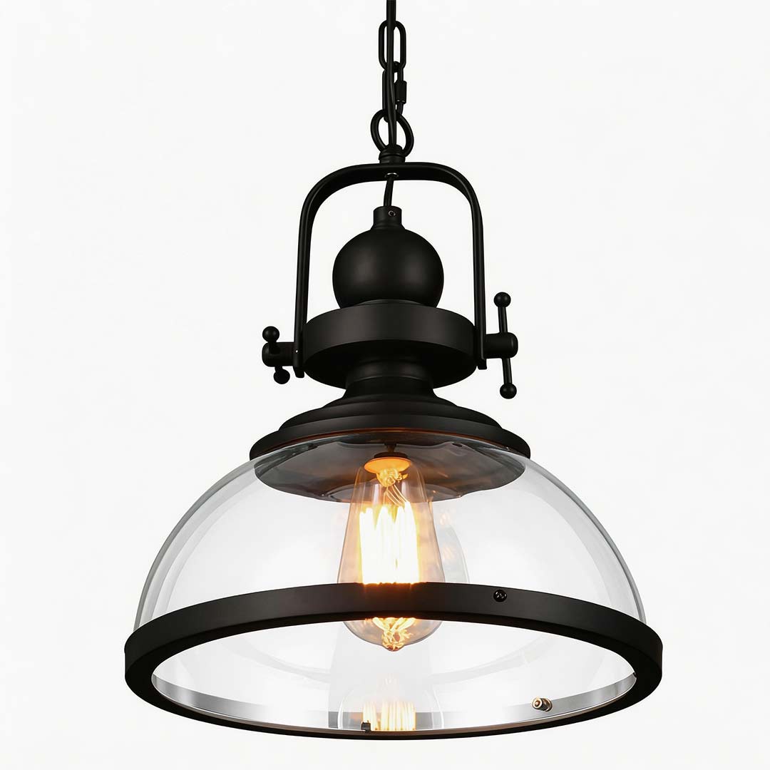 Clear Glass Pendant Lighting Black Industrial Farmhouse – Dazuma