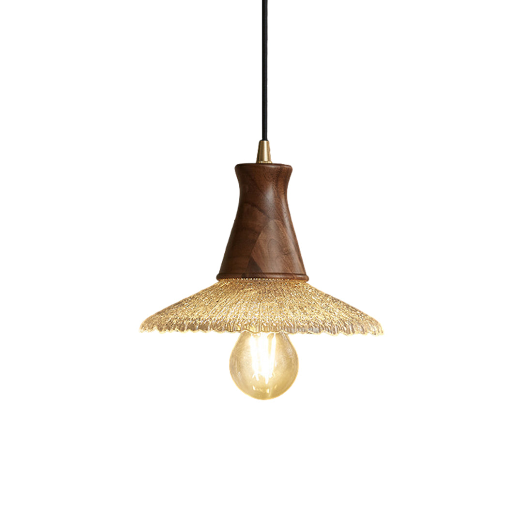 Wood Light Pendant Wabi Sabi Style Glass Pendant Light