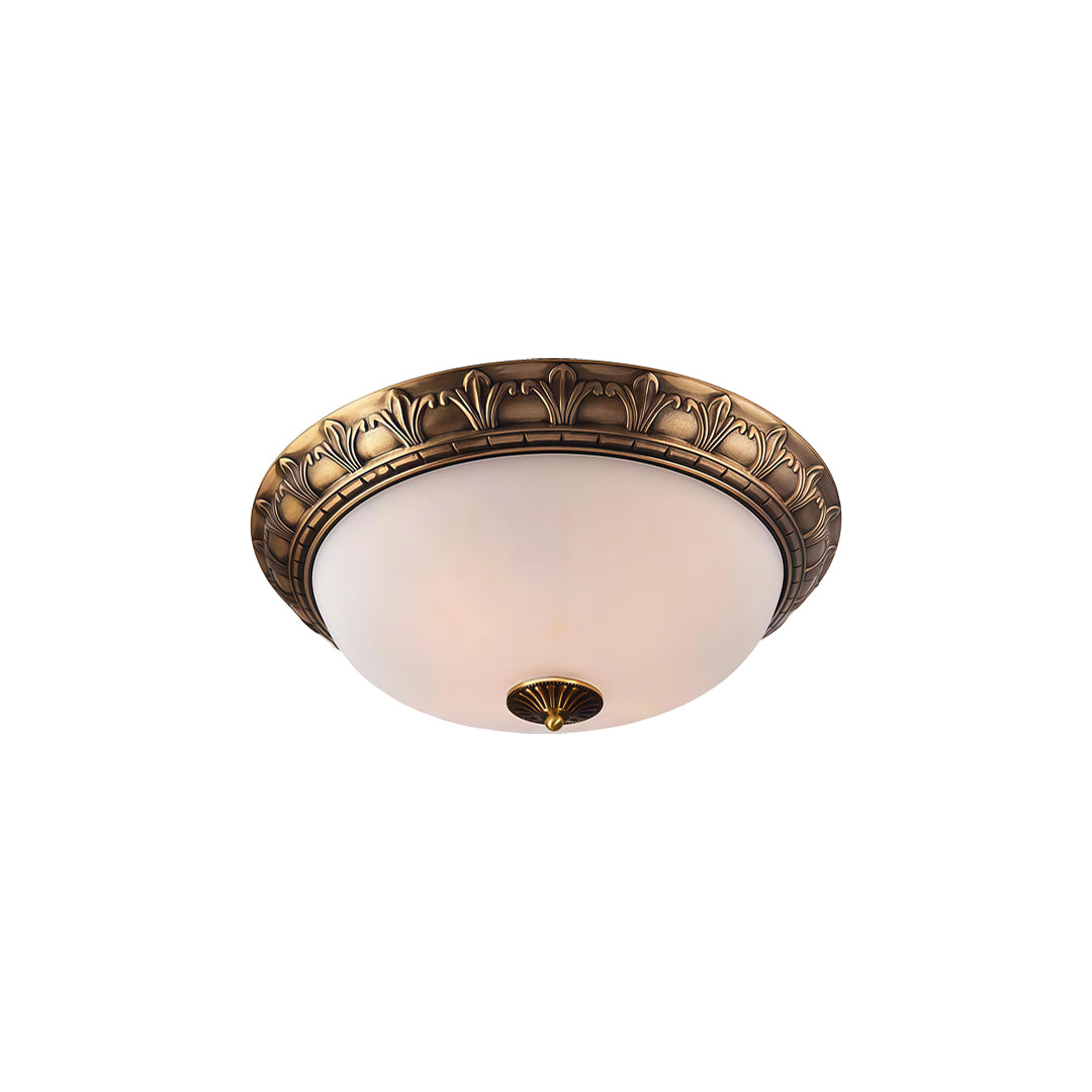 Antique Flush Mount Ceiling Light Vintage Bronze & Frosted Glass Light Fixture