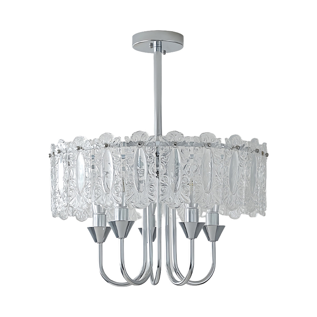 French Iron Chandelier Chic Chrome Island Metal Ceiling Light