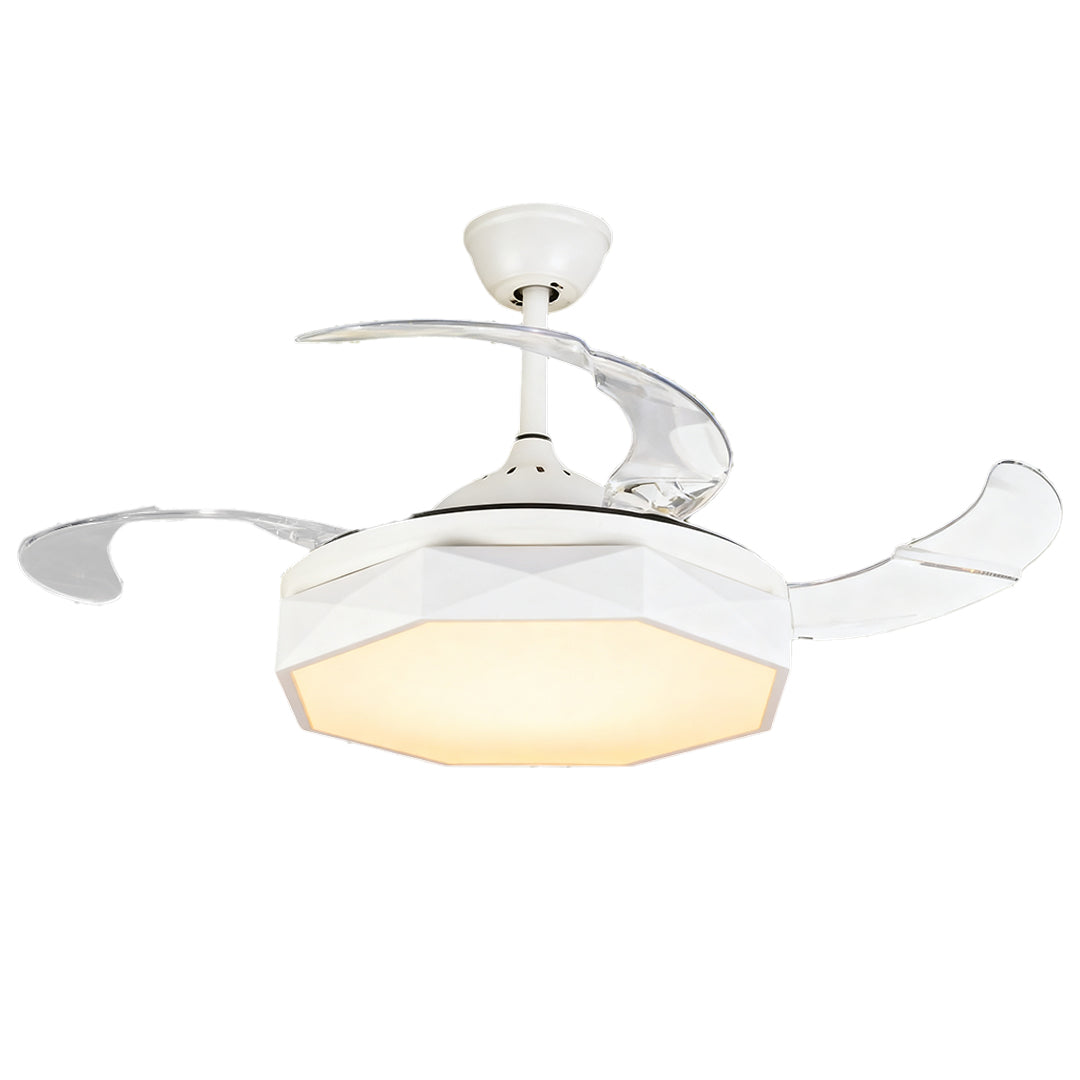 42 in Ceiling Fan with Light White ABS Blades and Acrylic Shade Light