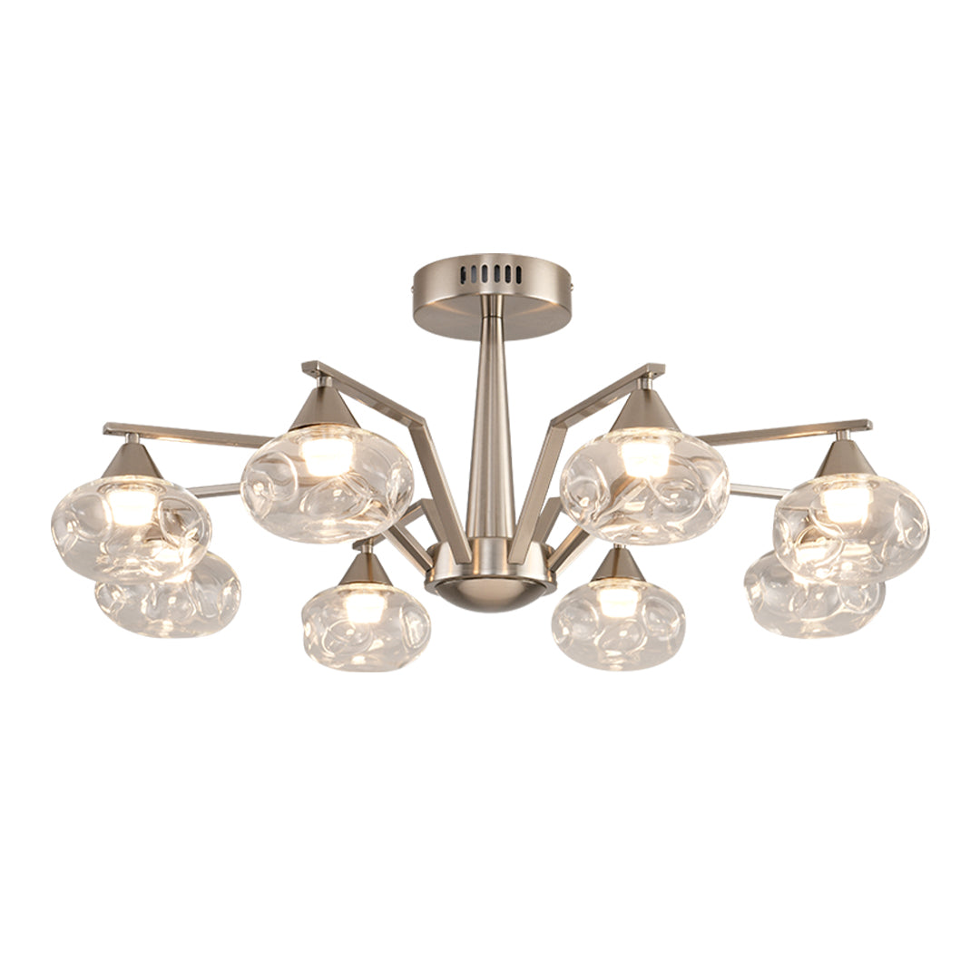 Sputnik Mid Century Semi-Flush Mount Lighting Silver Metal Ceiling Light