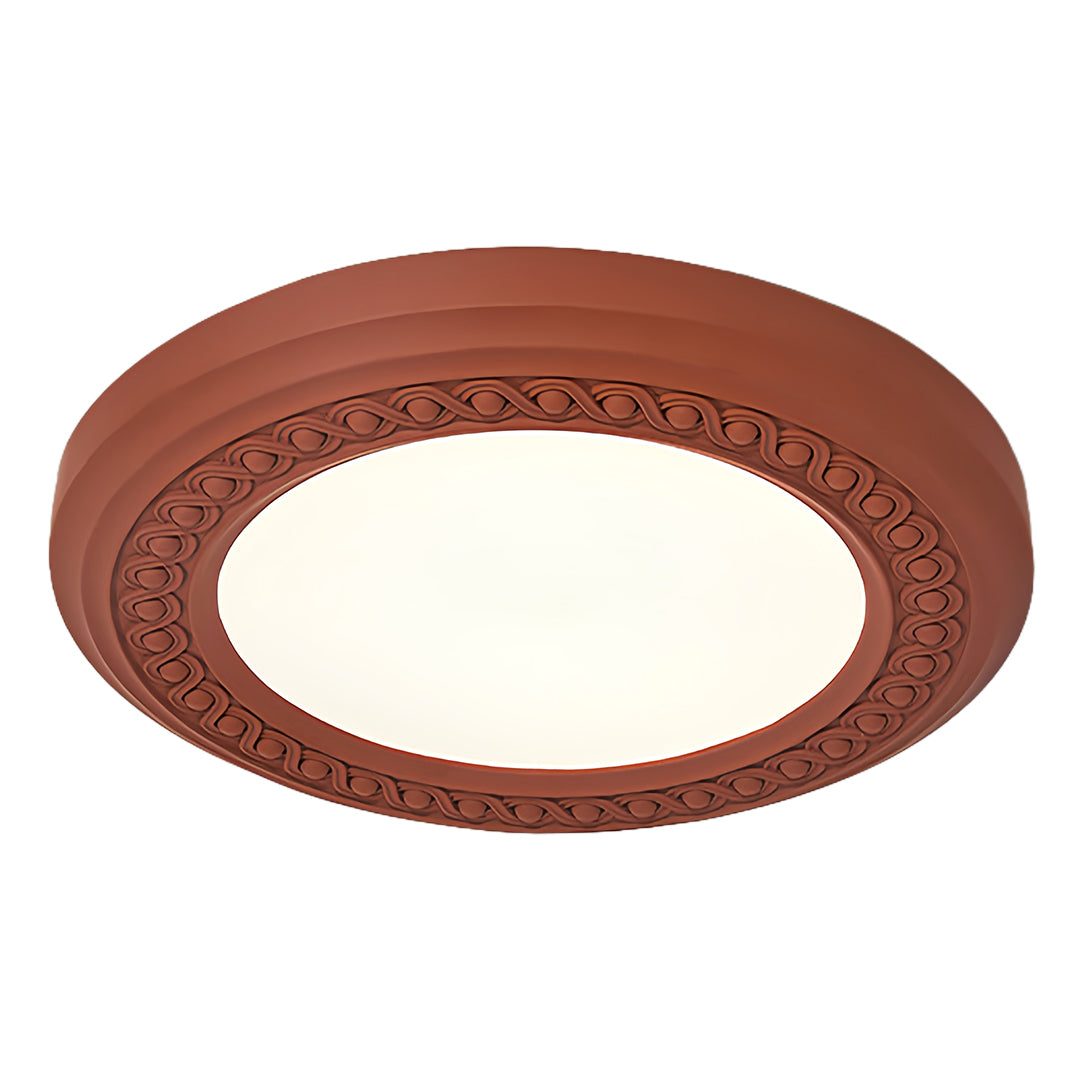 Retro Flush Mount Light Carved Resin Elegant Acrylic Ceiling Light