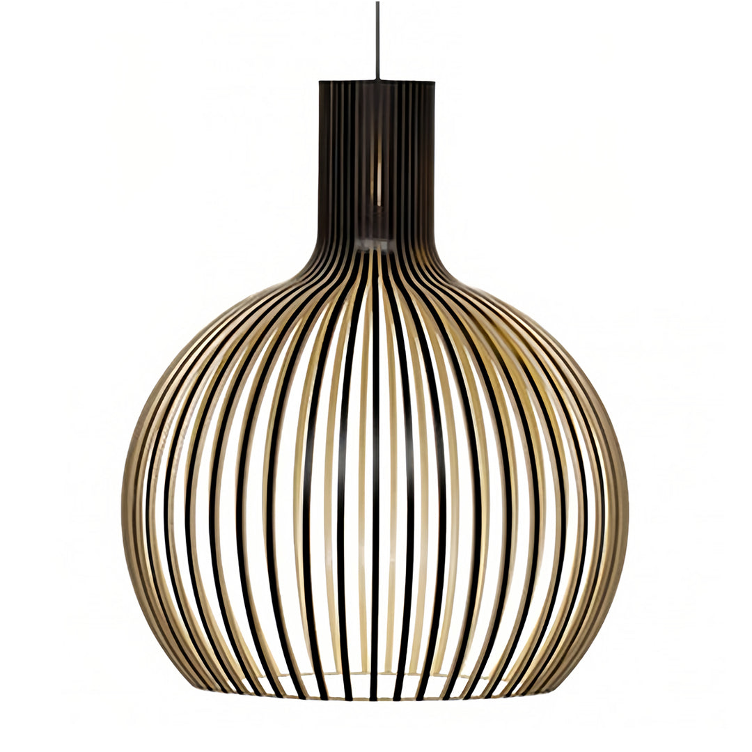 Bird Cage Pendant Light Japanese Basswood Body Wooden Ceiling Light