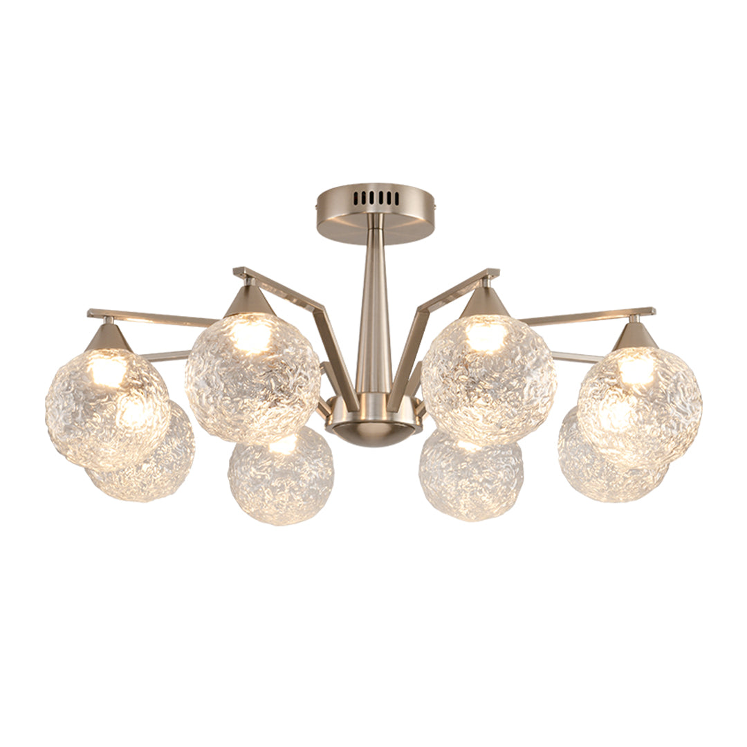 Sputnik Mid Century Semi-Flush Mount Lighting Silver Metal Ceiling Light