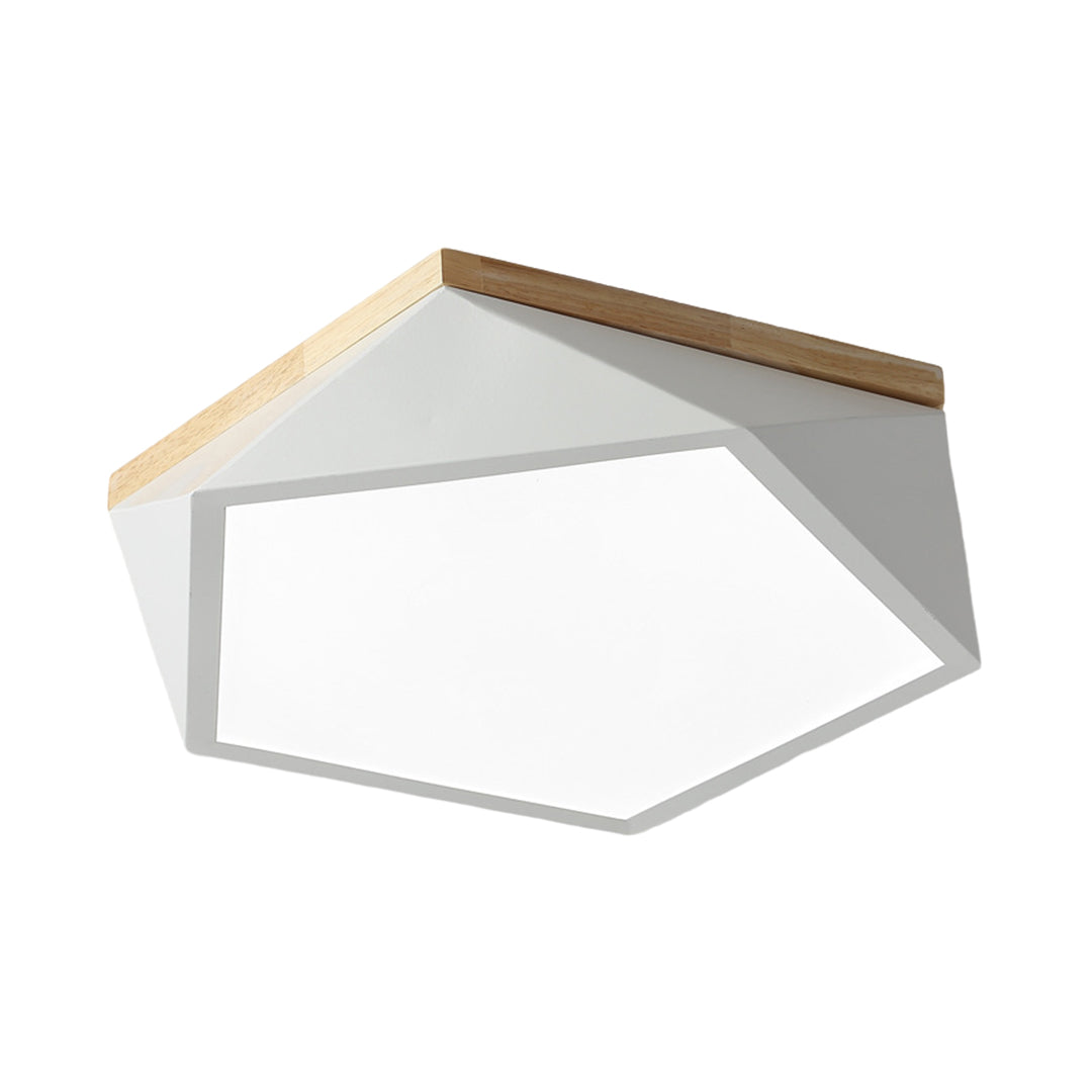 Colorful Flush Mount Ceiling Light Nordic Geometric Wooden Ceiling Lamp