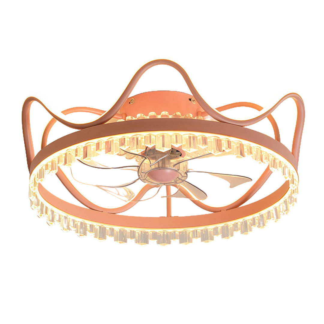 Round Stepless Dimming LED Retractable Ceiling Fan Lights with Remote Control