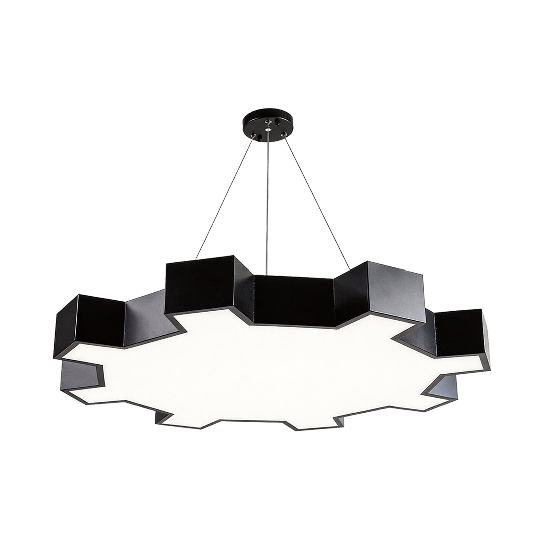 Chandelier Black Modern Industrial Gear-Shaped LED Ceiling Light