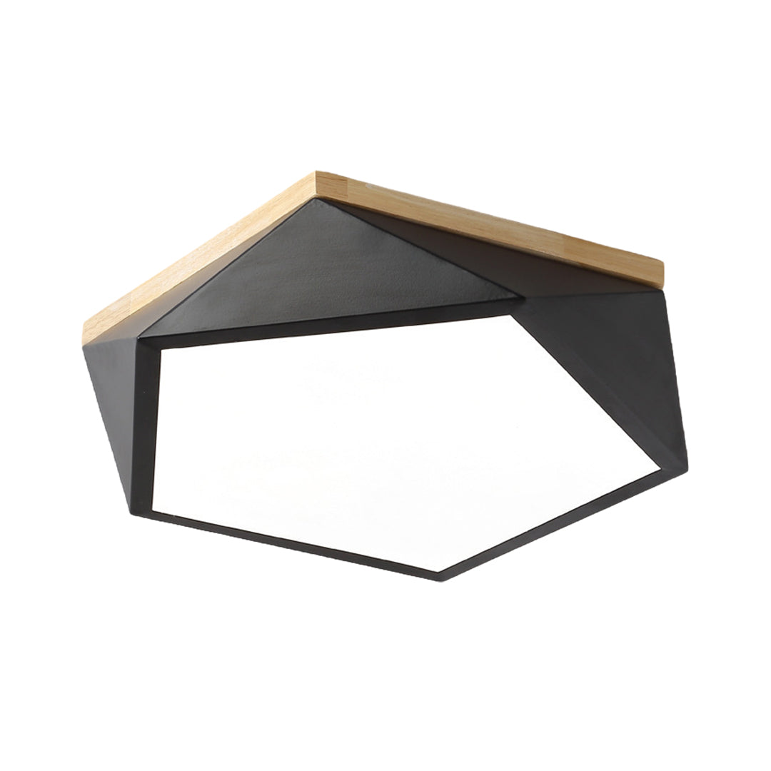 Colorful Flush Mount Ceiling Light Nordic Geometric Wooden Ceiling Lamp