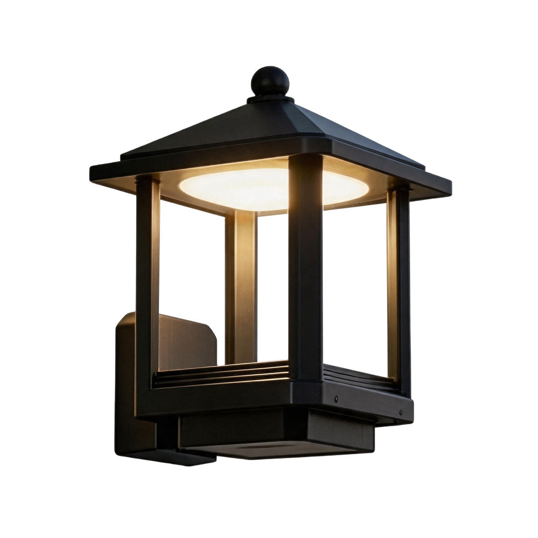 Black Outdoor Lantern Sconce Modern Waterproof Wall Light