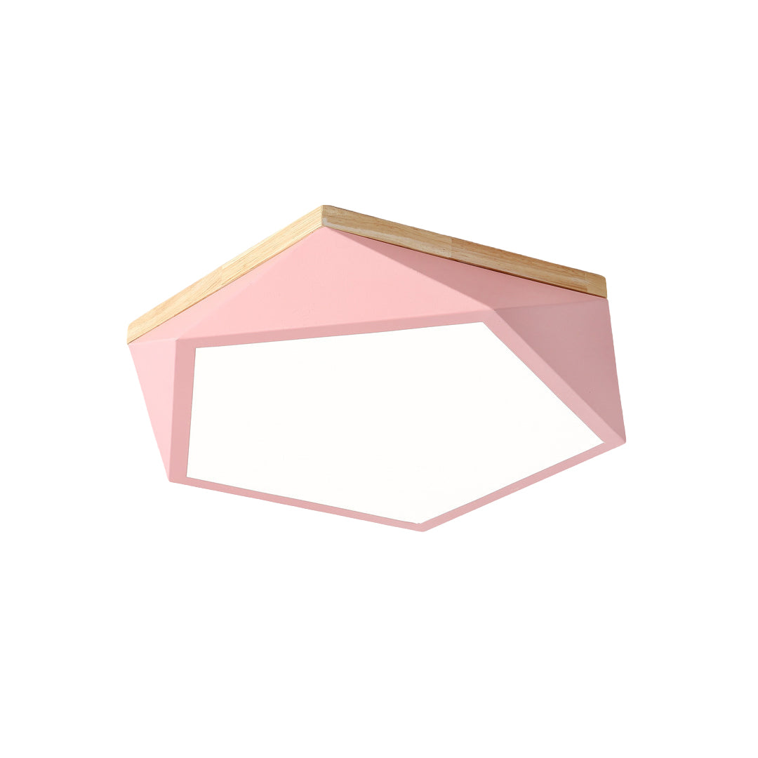 Colorful Flush Mount Ceiling Light Nordic Geometric Wooden Ceiling Lamp