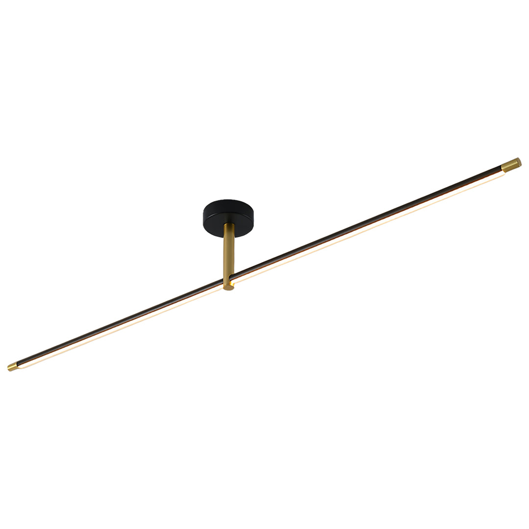 Linear Semi Flush Mount Light Minimalist Black Gold LED Ceiling Lamp